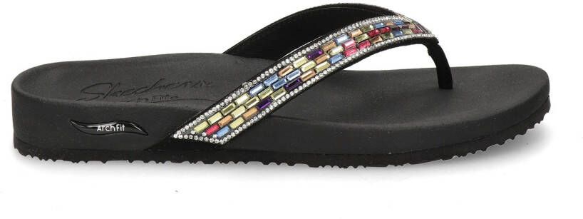 Skechers Meditation Arch Fit teenslippers met strass zwart - Foto 3