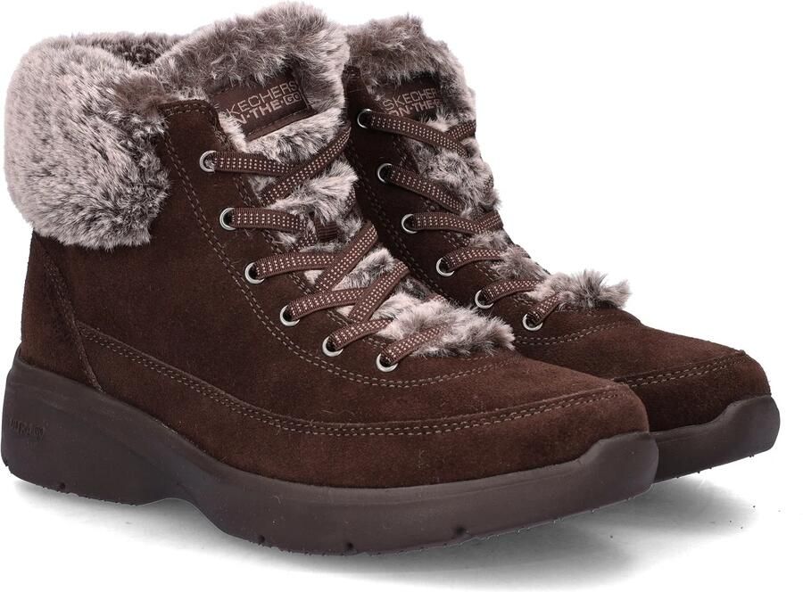 Skechers Glacial Ultimate suède veterboots met plateauzool bruin - Foto 5