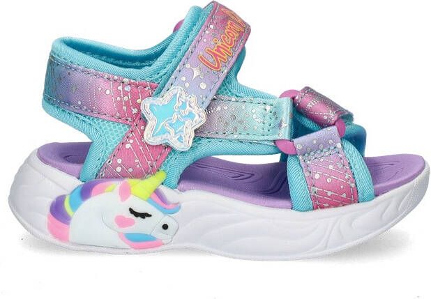 Skechers Unicorn Dreams sandalen blauw roze Meisjes Textiel Dierenprint 30 - Foto 7