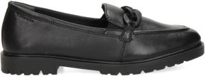Tamaris leren loafers met ketting zwart