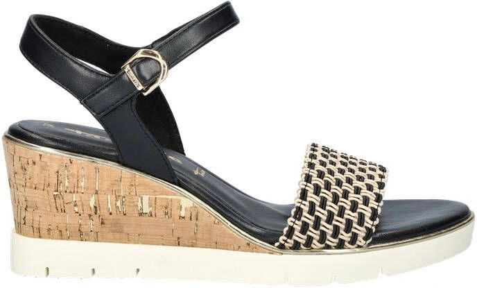 Tamaris Vegan Sleehak Sandalette met Geweven Bandje Black Dames - Foto 3