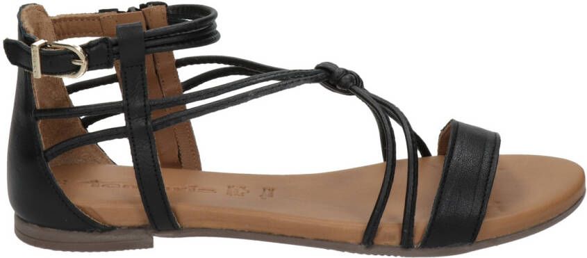 Tamaris leren sandalen zwart
