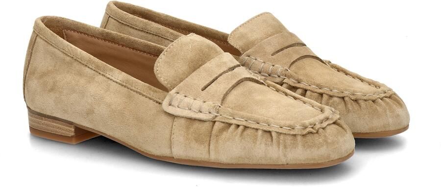 Unisa dames loafers met geplooide details beige suède - Foto 4