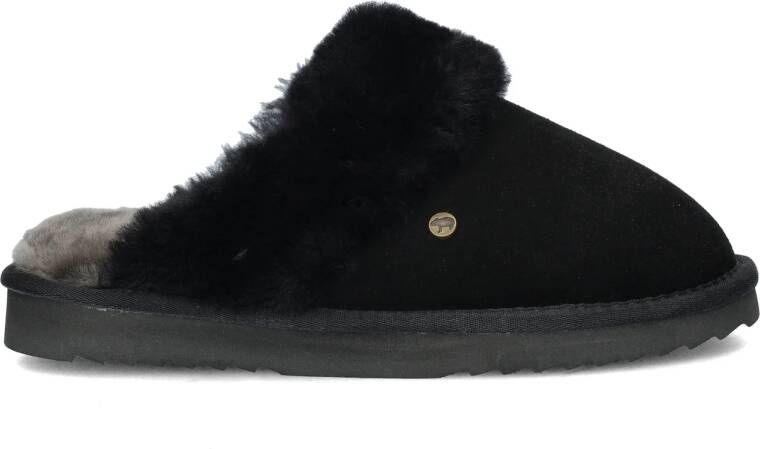 Warmbat Pantoffels Dames Sloffen Instappers Wol Harde zool Open hiel Flurry Zwart - Foto 11