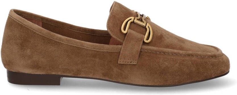 Bibi Lou Beige Suède Loafers met Gouden Gesp Beige Dames - Foto 15