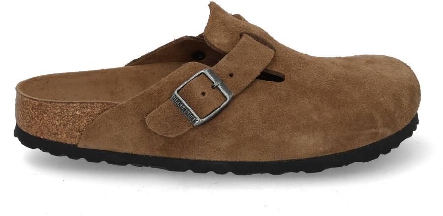 Birkenstock Sandalen Boston Suede Leather Narrow Dark Tea Tonal