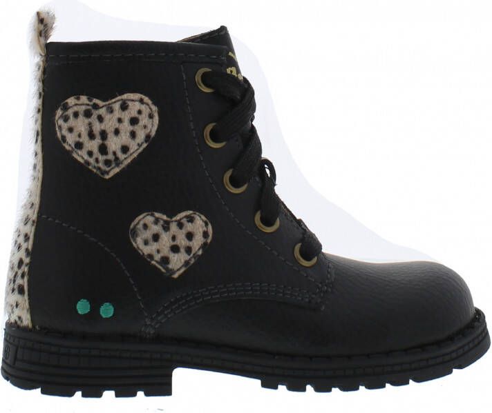 BunniesJR Bunnies JR Thijs Trots Meisjes Biker Boots Zwart Leer Veters - Foto 11