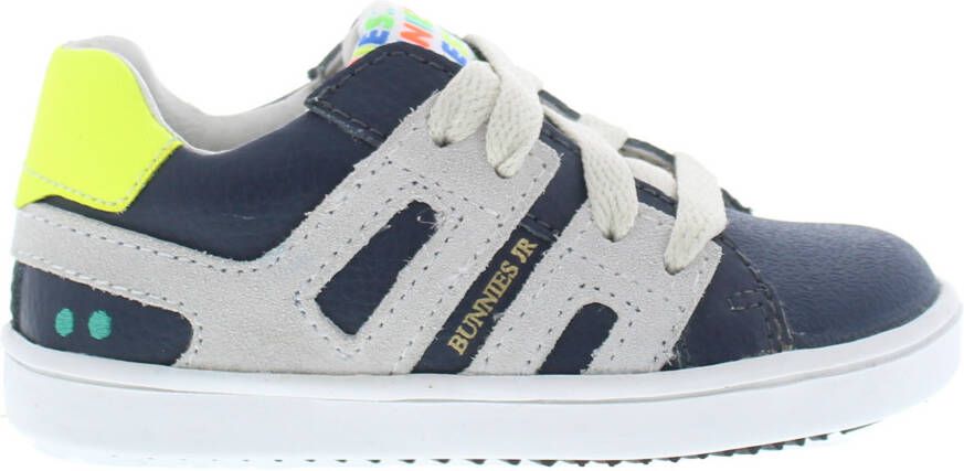 BunniesJR Bunnies JR 223322-529 Jongens Lage Sneakers Blauw Beige Leer Veters