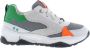 BunniesJR Bunnies JR 223374-600 Jongens Lage Sneakers Wit Grijs Groen Oranje Leer Veter - Thumbnail 2