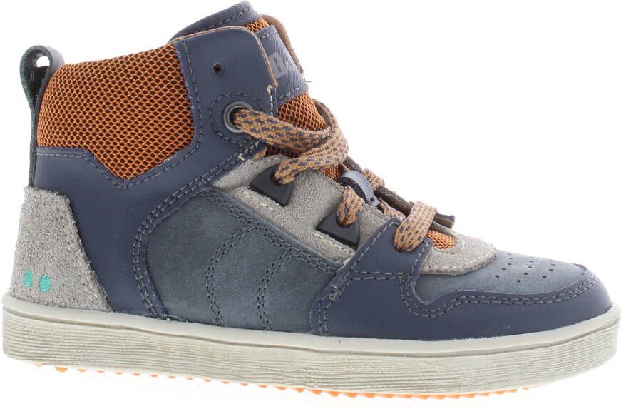 BunniesJR Bunnies JR 223750-529 Jongens Hoge Sneakers Blauw Oranje Suède Veters - Foto 3