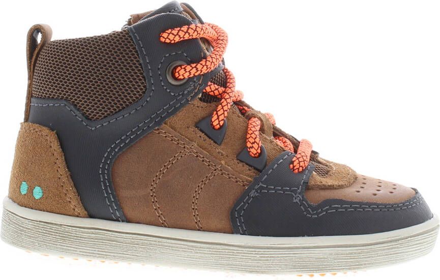 BunniesJR Bunnies JR 223750-589 Jongens Hoge Sneakers Zwart Bruin Oranje Suède Veters - Foto 2