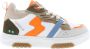 BunniesJR 224310-503 Jongens Lage Sneakers Beige Oranje Wit Blauw Leer Veters - Thumbnail 4