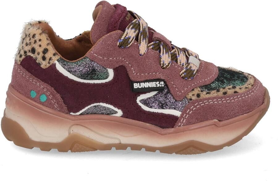 BunniesJR leren sneakers met dierenprint roze donkerrood - Foto 5