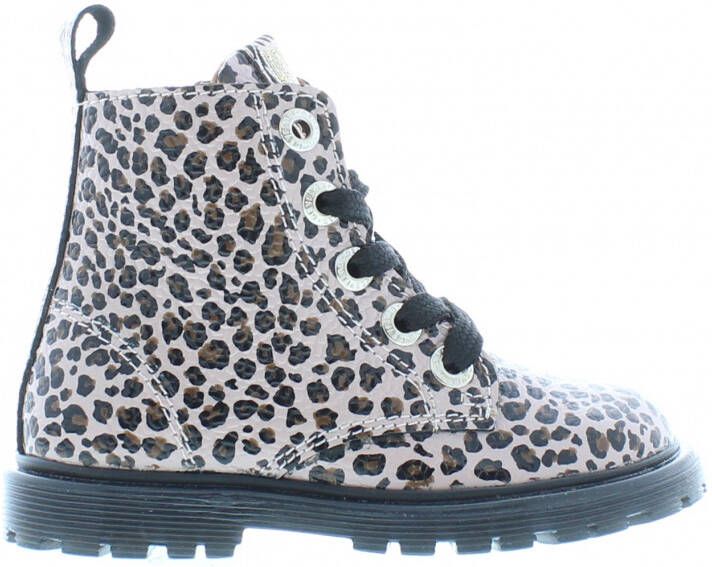 Develab 42102 lakleren veterboots met panterprint oudroze - Foto 6