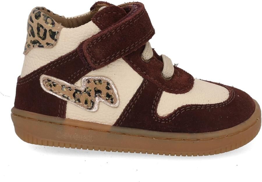 Develab leren sneakers met panterprint donkerrood beige - Foto 2