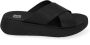 FitFlop Slippers F-MODE LEATHER FLATFORM CROSS SLIDES All Black - Thumbnail 5