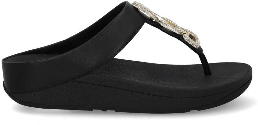 Fit Flop Fino crystal chain 001 black Zwart