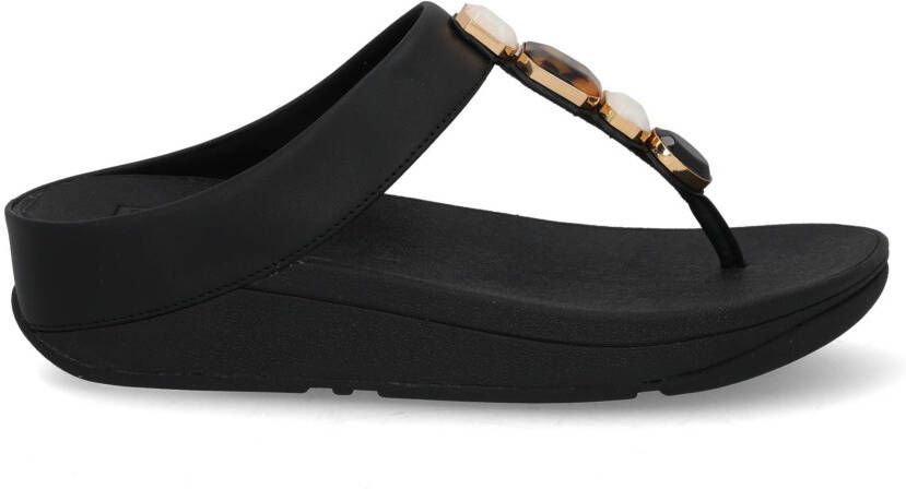 Fit Flop Fino multi stone 090 all black Zwart