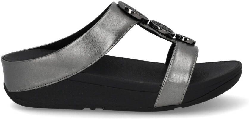 Fit Flop Halo bead circle slides pewter black Grijs