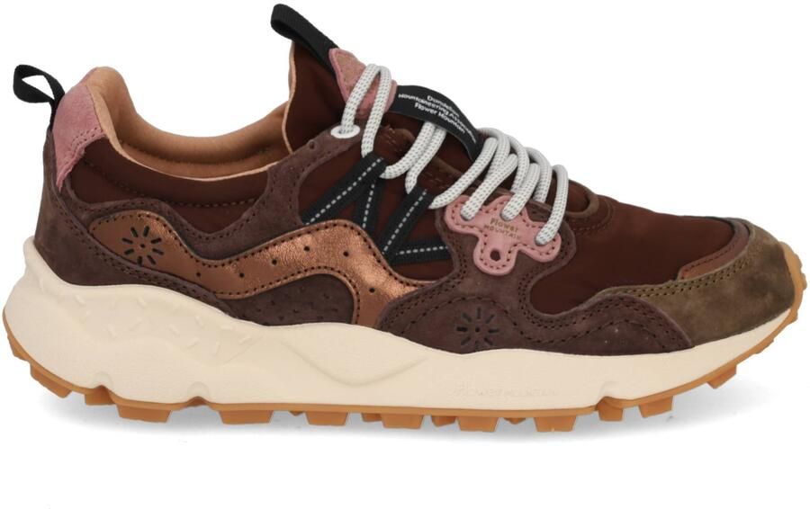 Flower mountain dames sneaker Yamano suède textiel bruin bordo leopard - Foto 2