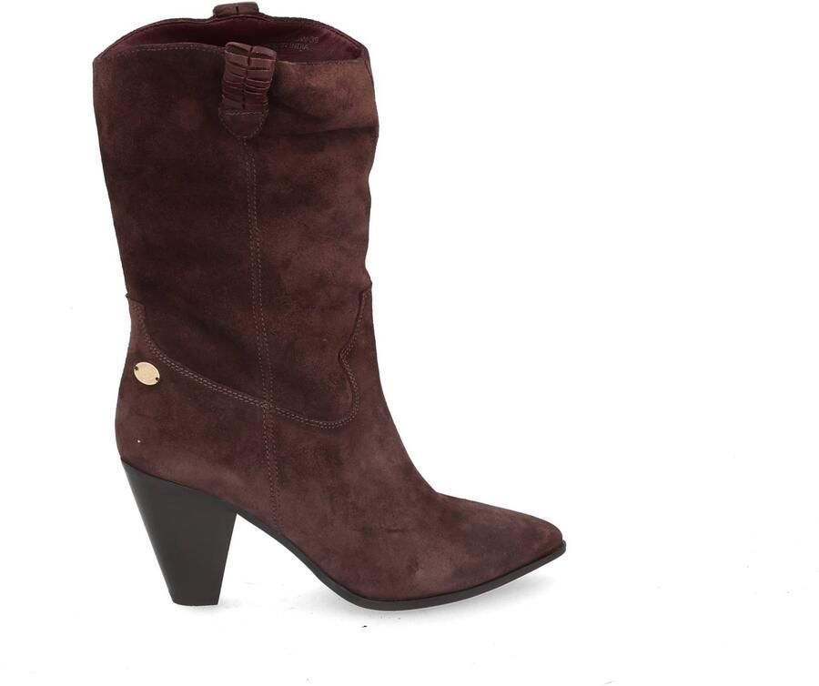 Fred de la Bretoniere leren suède cowboy boots met hak bordeauxrood - Foto 3