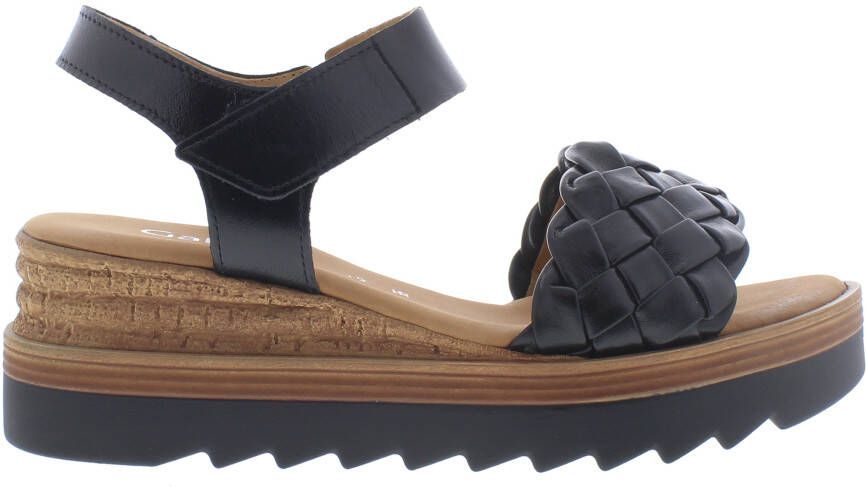 Gabor Comfortabele leren sandalen met klittenbandsluiting Black Dames - Foto 9