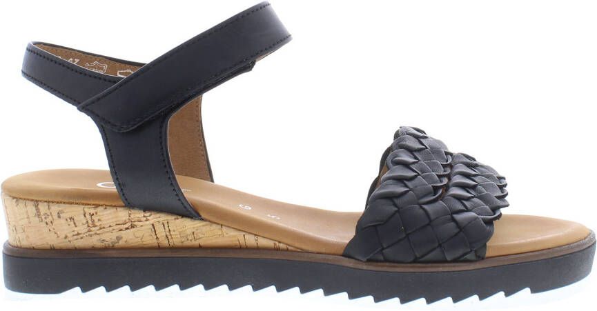 Gabor Zwarte leren sandalen met gevlochten bandjes Black Dames - Foto 7