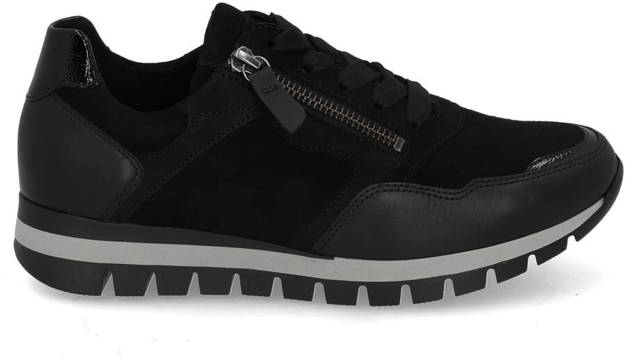 Gabor 6030.01.001 Sneakers Zwart Leer en Suede Dames Breedtemaat H Zwart - Foto 3
