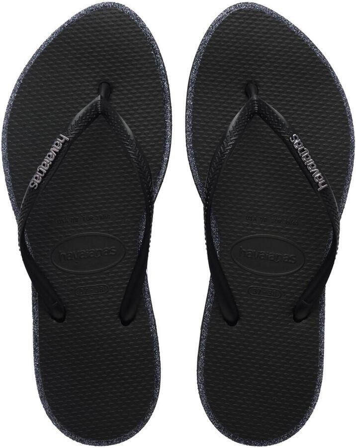 Havaianas Slim Point Glitter black Zwart