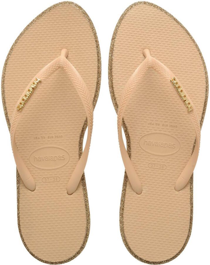 Havaianas HAV. SLIM POINT GLITTER Donkerbruin Goud Dames Slippers Donkerbruin Goud