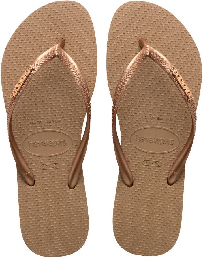 HAVAIANAS Teenslippers Dames Slim Logo Metallic Maat: 35 36 Materiaal: Rubber Kleur: Bruin - Foto 4