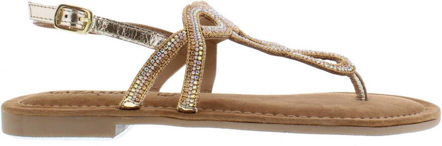 Lazamani Ladies sandals strass gold Goud Leer Platte sandalen Dames - Foto 12