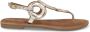 Lazamani ladies sandals rounds metallic Goud Leer Platte sandalen Dames - Thumbnail 6