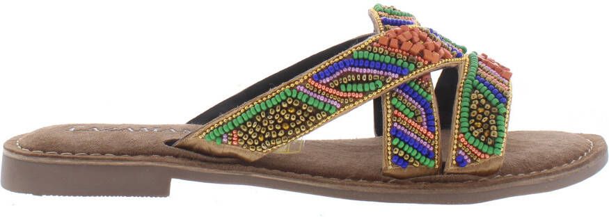 Lazamani slippers met kraaltjes oranje multi - Foto 6