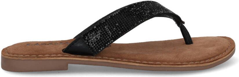 Lazamani Leren slippers met strass-steentjes Zwart Leer Teenslippers Dames - Foto 3