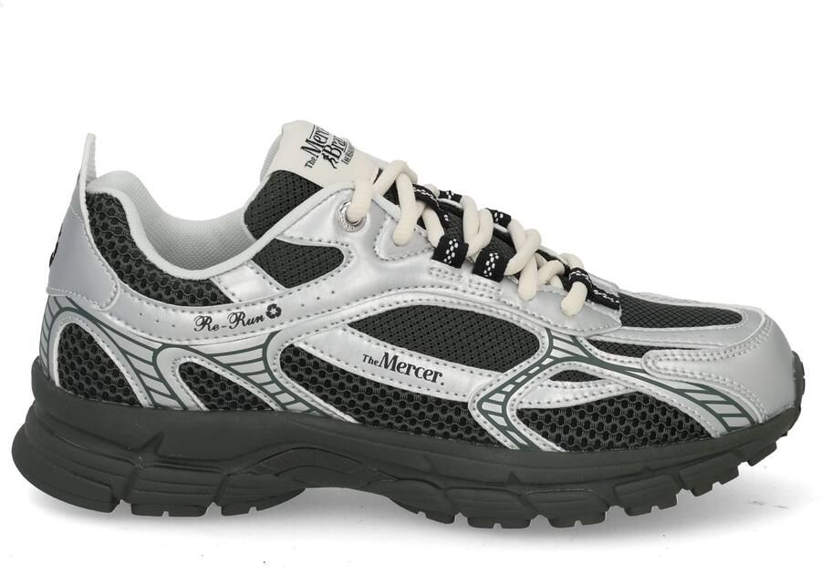 MERCER AMSTERDAM Lage Sneakers Dames The Re-run Scratched Leatherlook Zilver