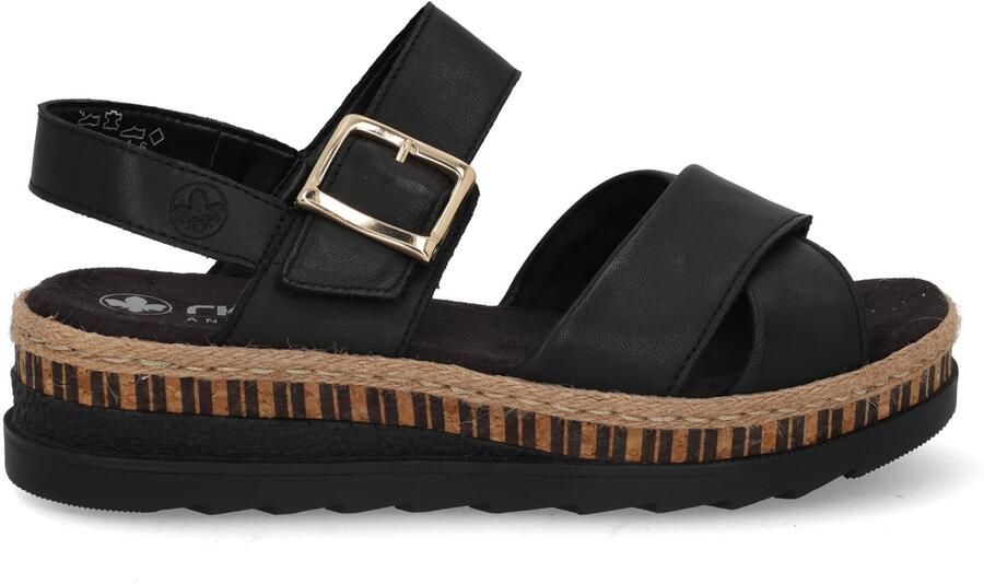 Rieker Comfortabele Leren Sandalen met Verhoogde Zool Black Dames - Foto 9