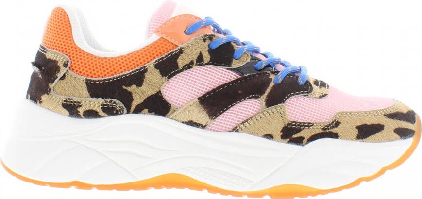 Scotch & Soda Celest leren chunky sneakers met dierenprint lichtroze multi - Foto 3