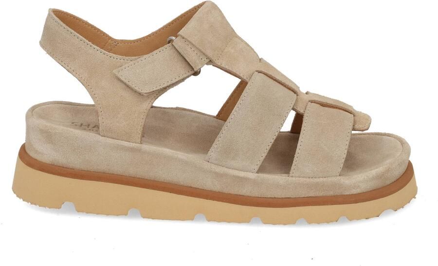 Shabbies Amsterdam Shabbies Dames Sandalen met hak Wana Sandal Beige Suède Plateauzool - Foto 7