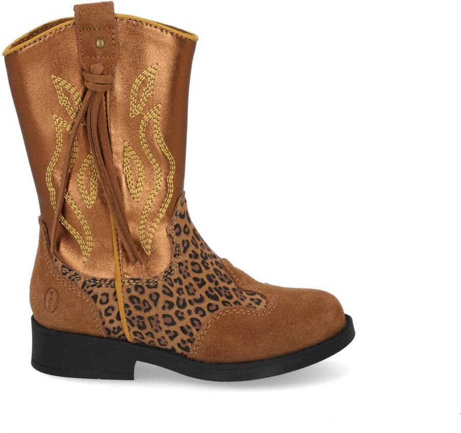 Shoesme western suède laarzen met panterprint cognac Bruin Panterprint - Foto 5
