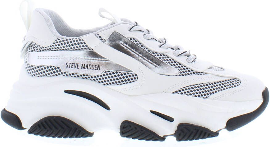 Steve Madden Witte Mesh Sneakers met Zilver en Wit Overlays White Dames - Foto 6