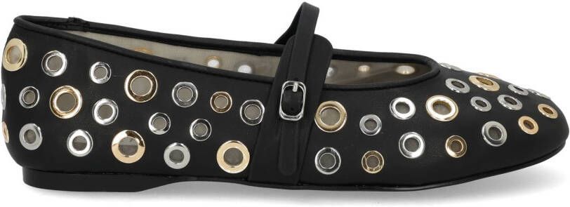Steve Madden ballerina's met eyelets zwart zilver goud - Foto 5