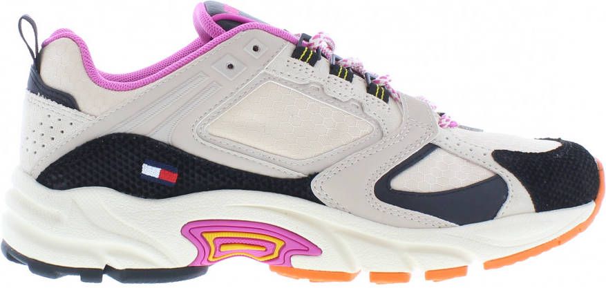 Tommy Hilfiger Archive textile mix runner ABI smooth Stone Beige - Schoenen .nl