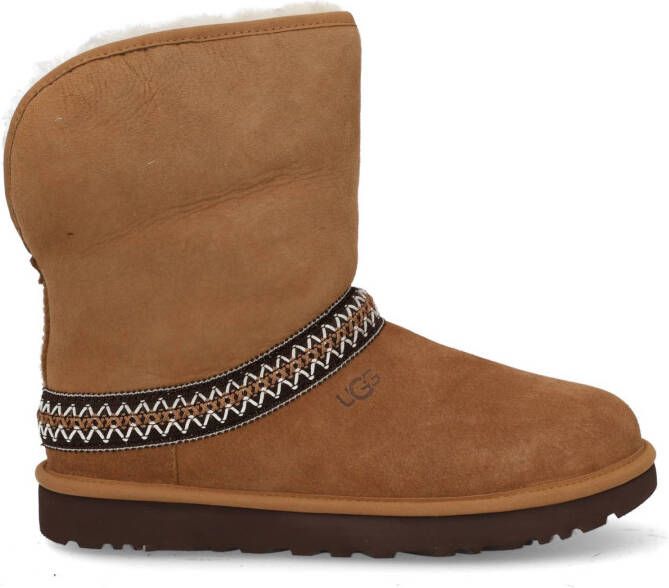 UGG Vachtlaarzen Dames Classic Short Crescent Maat: 37 Materiaal: Suède Kleur: Cognac - Foto 3
