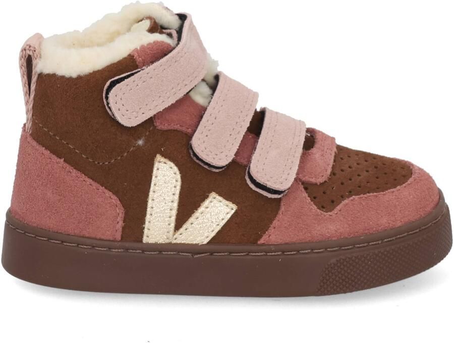 Veja Small V-10 Mid gevoerde suède sneakers aubergine roze - Foto 4