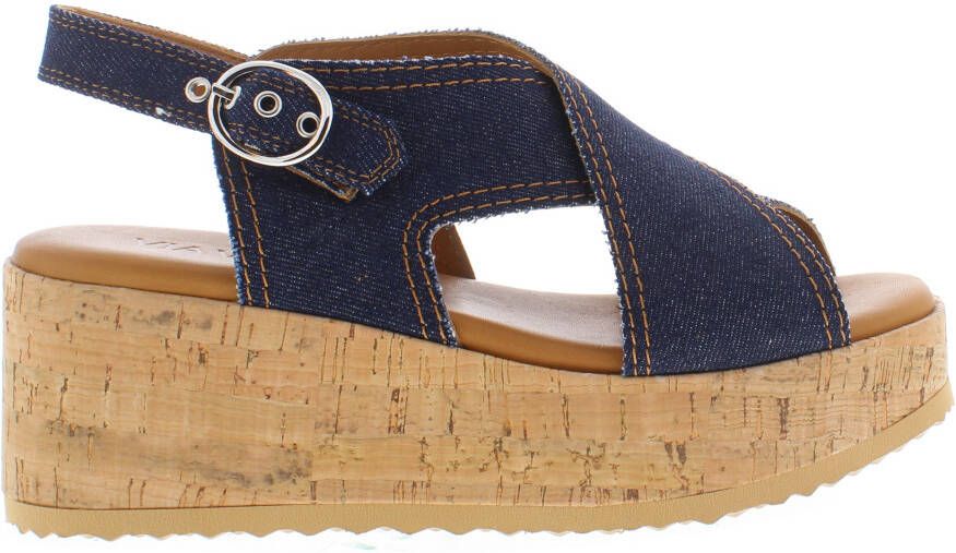 VIA VAI Sissel Capri | denim sandalen sleehak Blauw Textiel Sandalen met hak Dames - Foto 2