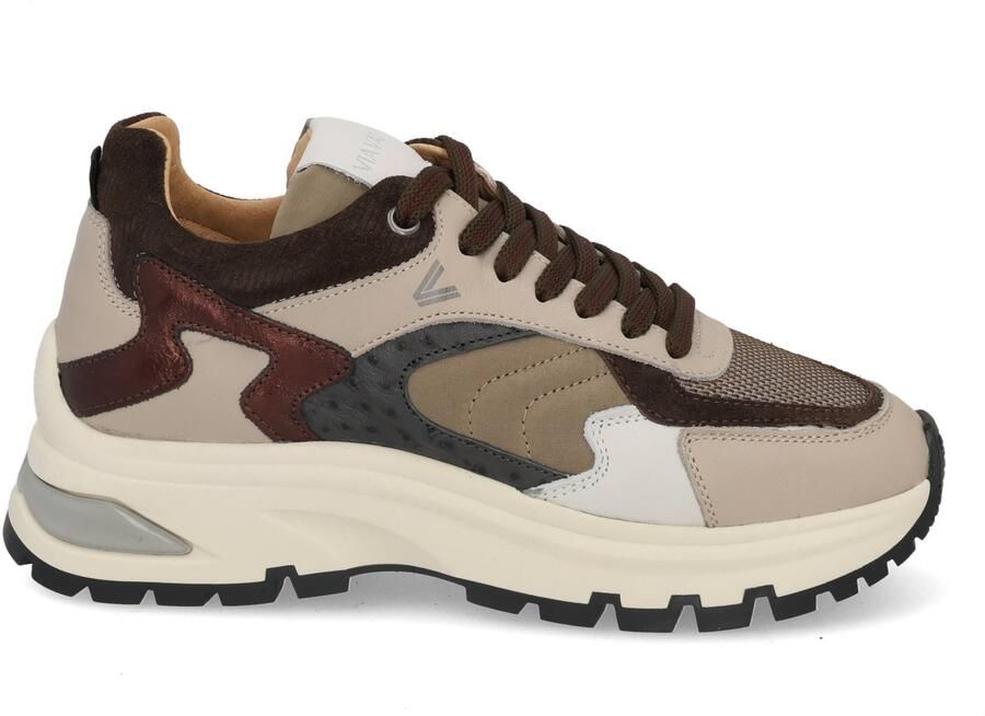 VIA VAI Liz Leighton Sneakers Dames Leer Mesh Suède Textiel Grijs