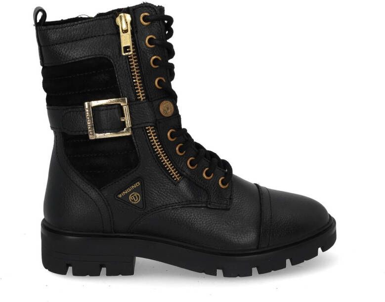 Vingino Britt One Veterboots Laarzen Met Veters Meisjes Zwart - Foto 5
