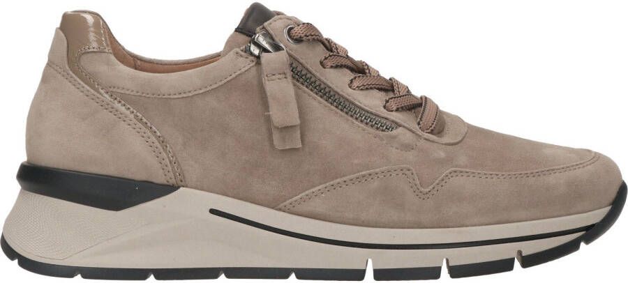 Gabor Suède Sneaker met Leren Accenten Beige Dames - Foto 4