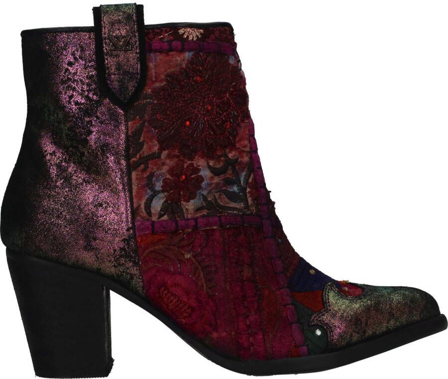 Laza i Stijlvolle leren enkellaars met unieke patronen en rits Meerkleurig